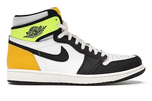 Jordan 1 Retro High White Black Volt University Gold